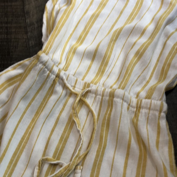 OLD NAVY YELLOW/WHITE PIN STRIPE WAISTE TIE SLEEVELESS MINI DRESS SIZE L - Picture 5 of 9